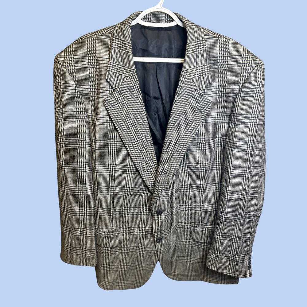 Burberrys Blazer Men 42R Gray Glen Plaid Wool Sport Coat Nordstrom Vintage